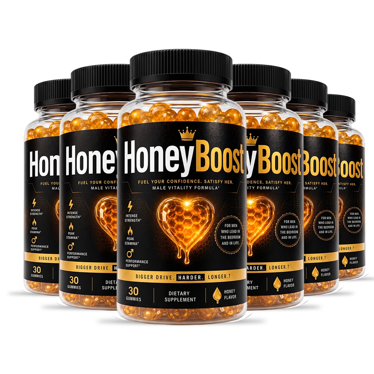 HoneyBoost 6 bottle official bundle pack of men's vitality gummies